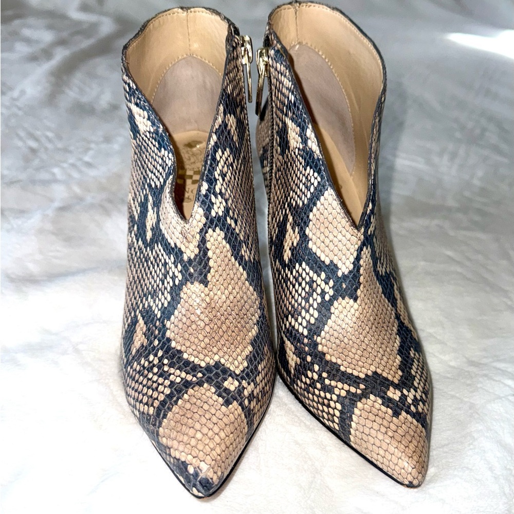 Vince Camuto Snakeskin Ankle Boots - Black and Cream - Picture 6 of 8